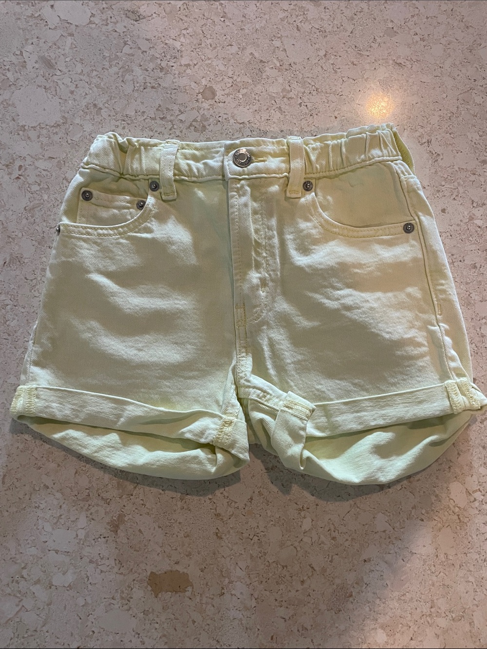GAP Light Yellow Girls' Cotton Rolled-Hem Shorts